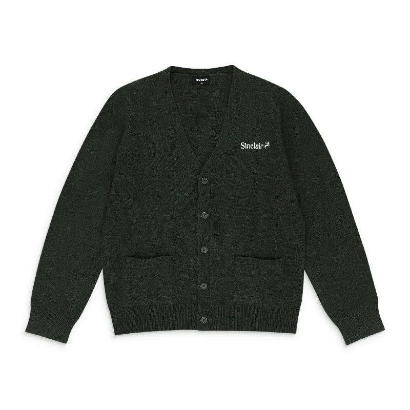 Men's cashmere sweater-SINCLAIR CLAIRDIGAN FOREST GREEN SWEATER