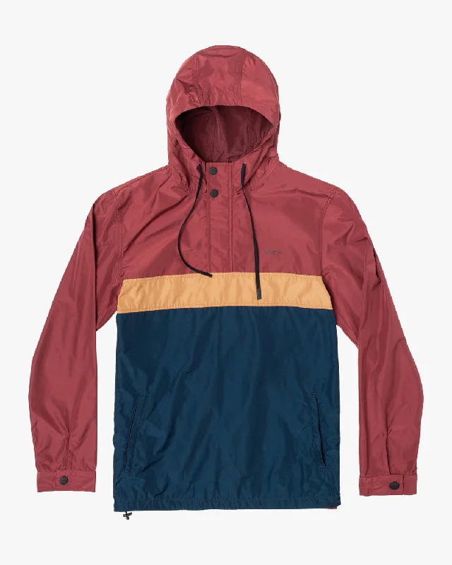 Men's relaxed fit jacket-Meyer Packable Anorak Jacket - Oxblood Red