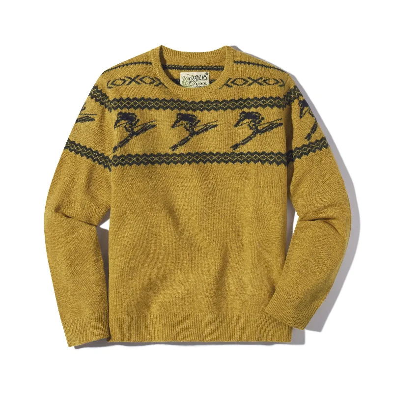 Men's biking knit-Retro Ski Sweater - Mustard