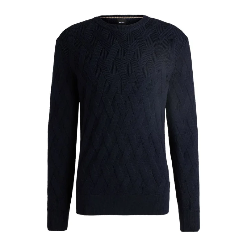 Men's classic sweater-Wool regular-fit sweater with knitted structure