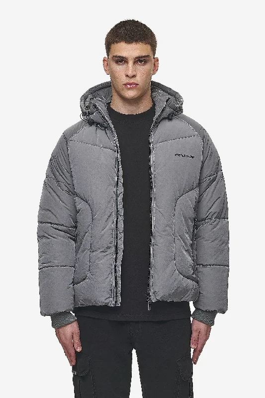 Men's functional jacket-Toby Crushed Raglan Puffer Jacket Anthracite