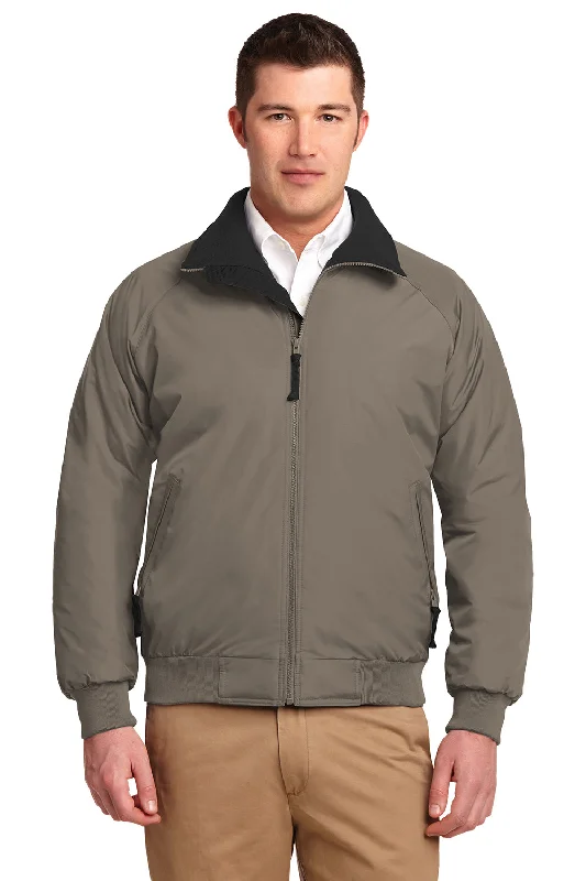 Men's modern jacket-Port Authority Mens Challenger Wind & Water Resistant Full Zip Jacket - Khaki/True Black