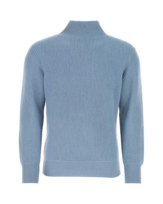 Men's no-iron sweater-Tom Ford Mens Turtleneck Cashmere Sweater In Blue