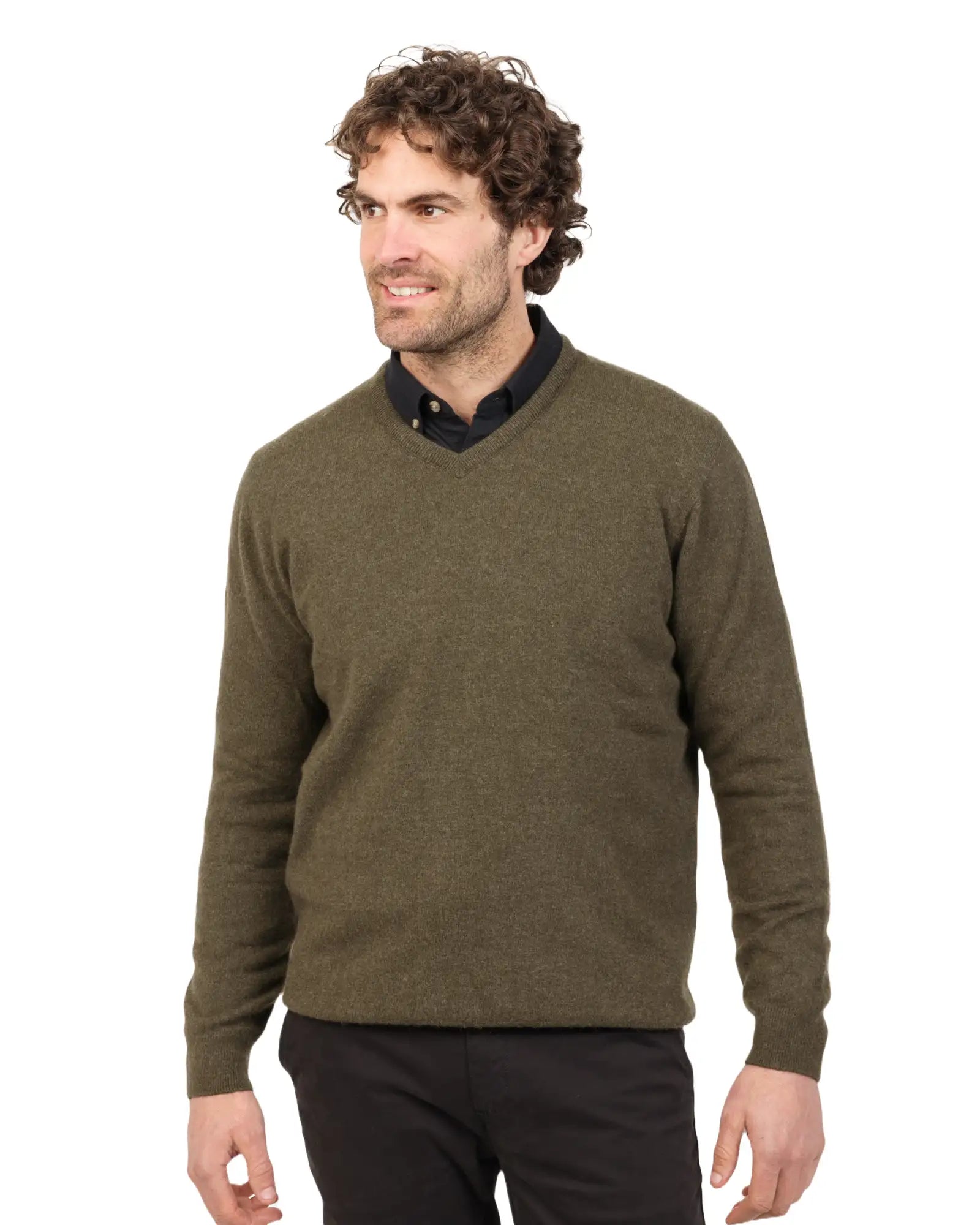 Men's construction knit-Fern Men's Possum Merino Plain Sweater - NB121