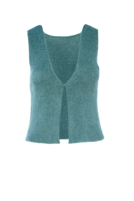 Men's angora sweater-Brushed Mohair Merino Wool Vest