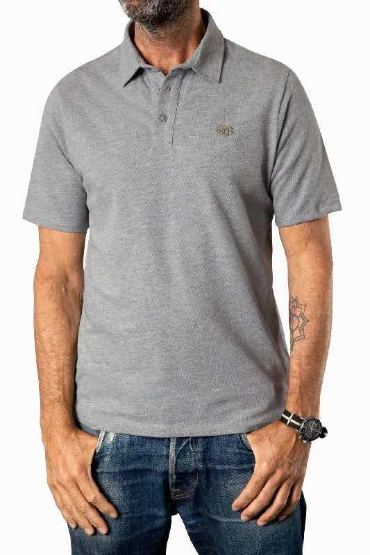 Men's relaxed fit gym polo shirt-Polo Grey Heather