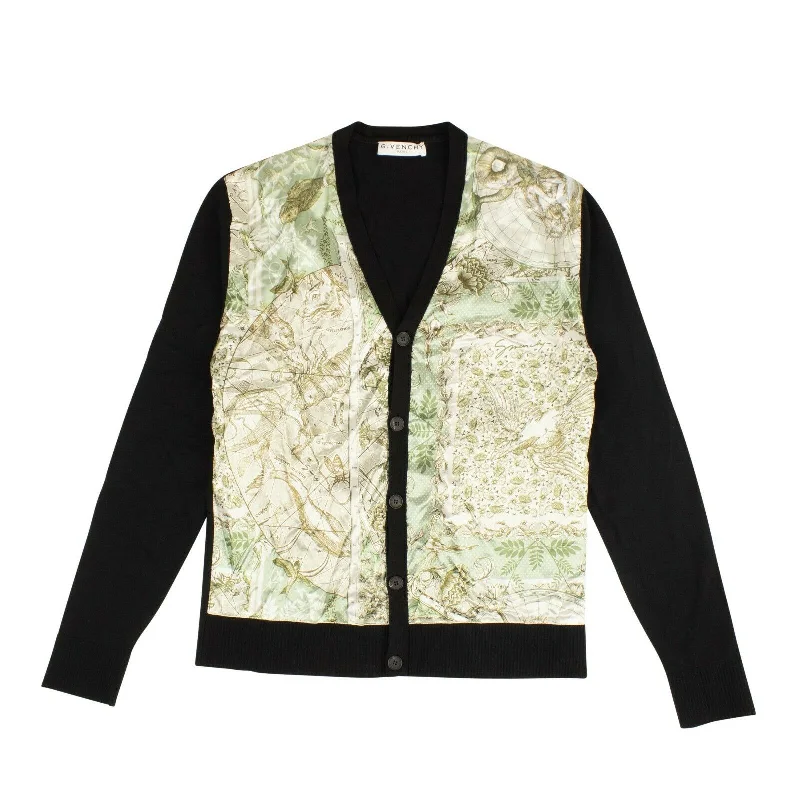 Men's club sweater-Black/Green Map Cardigan