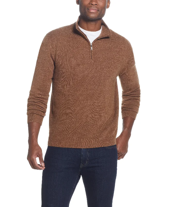 Men's value sweater-Soft Touch Quarter Zip Sweater in Almond Heather