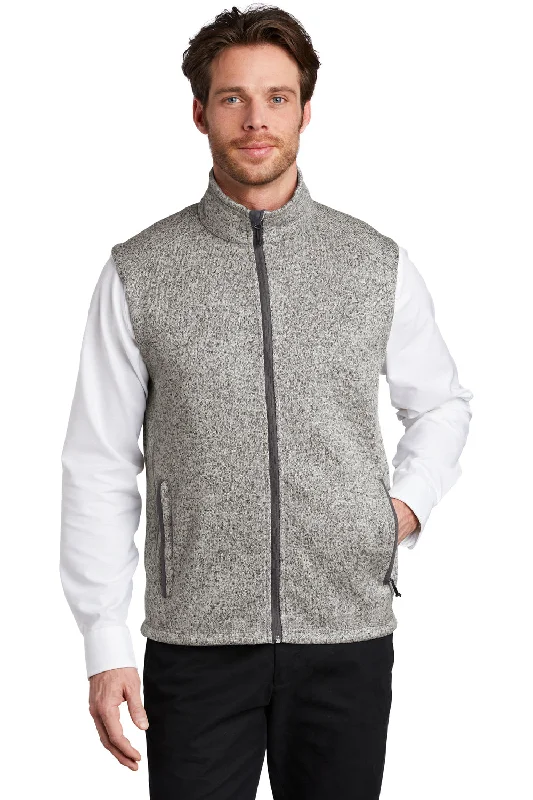 Port Authority Mens Sweater Fleece Full Zip Vest - Heather Grey