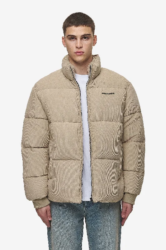 Men's organic jacket-Solin Cord Puffer Jacket Sand