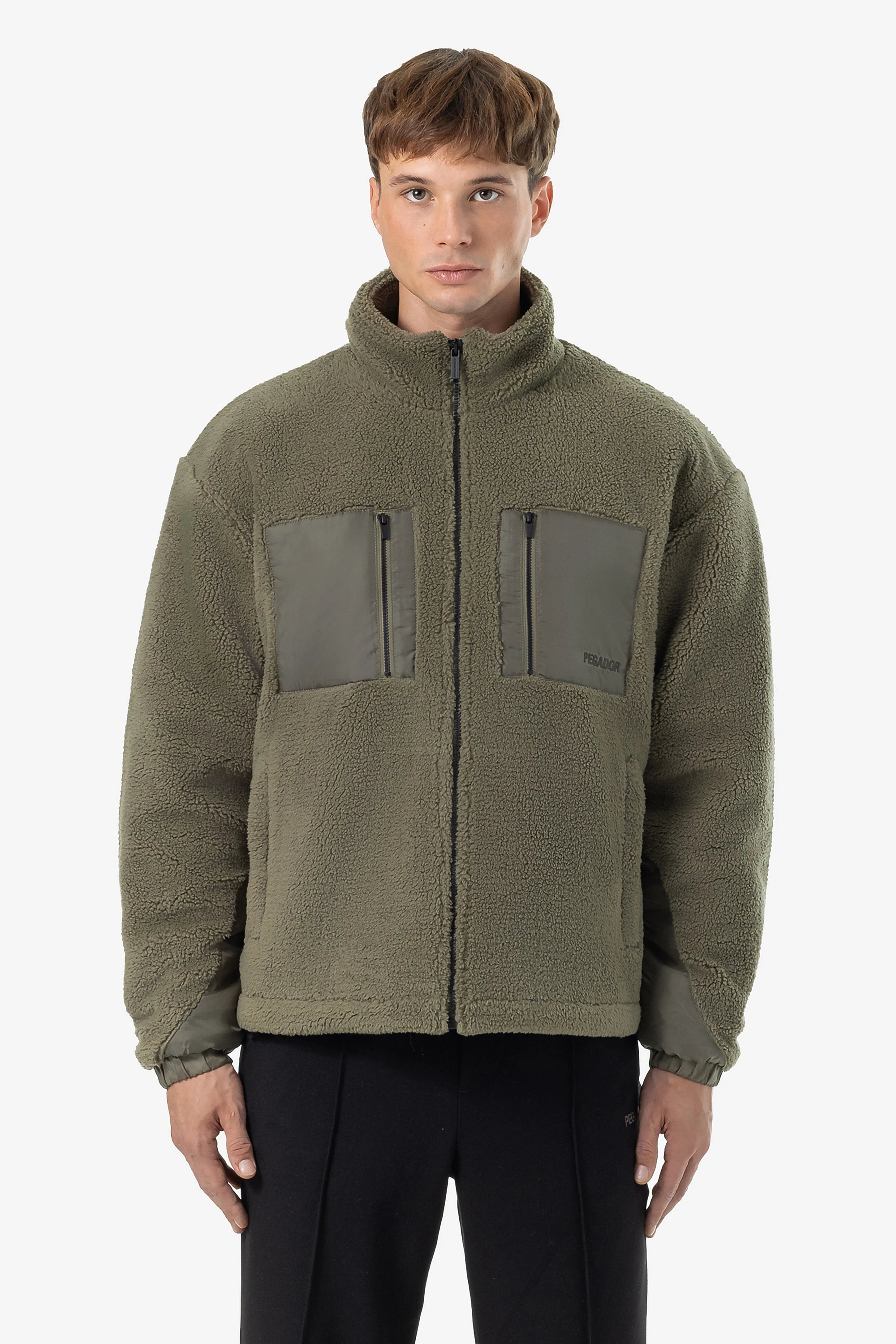 Men's gym-ready jacket-Archer Teddy Jacket Faded Olive