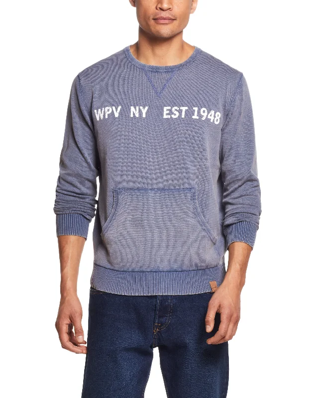 Men's hiking sweater-Stonewash Logo Crew Sweater In Blue Mirage