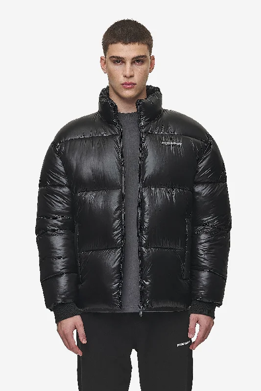 Men's performance jacket-Solin Light Glossy Puffer Jacket Black