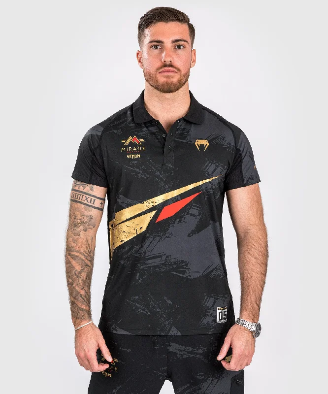 Men's sporty travel wear polo shirt-Venum x Mirage Polo - Black/Gold