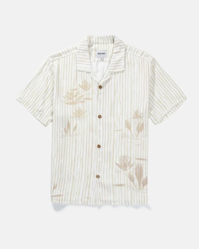 Men's organic dress shirt-Lily Stripe Cuban S/S Shirt