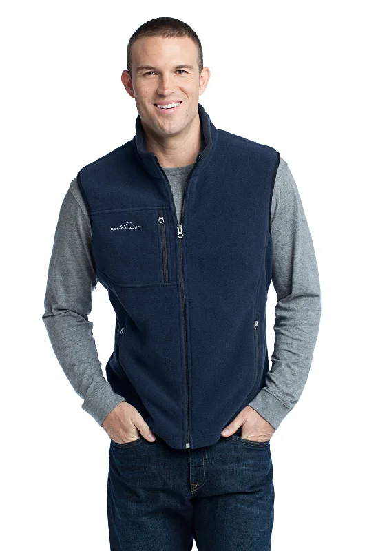 Eddie Bauer Mens Full Zip Fleece Vest - River Navy Blue