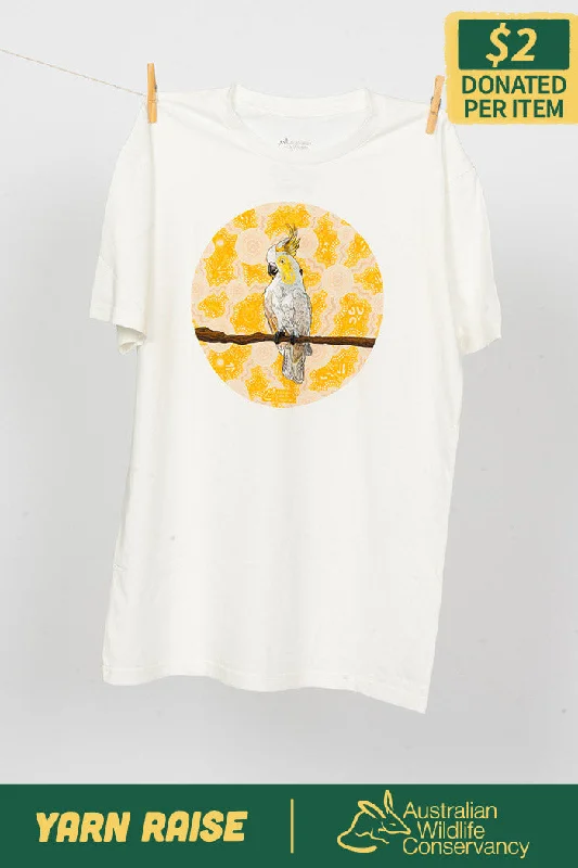 Men's lightweight performance t-shirt-Cockatoo (Djarring) 'Australian Wildlife Conservancy' Natural Cotton Crew Neck Unisex T-Shirt