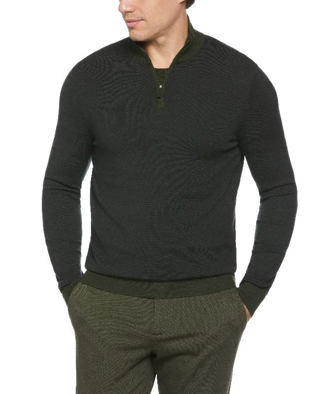 Men's windproof knitwear-Quarter Zip Tech Sweater