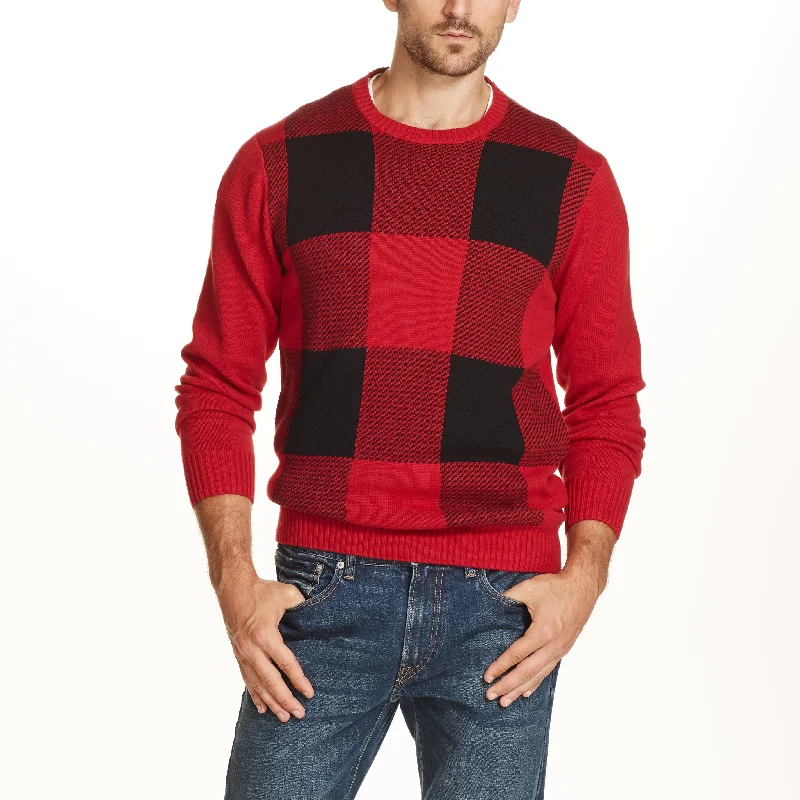 Men's soft sweater-Buffalo Crew Sweater In Red