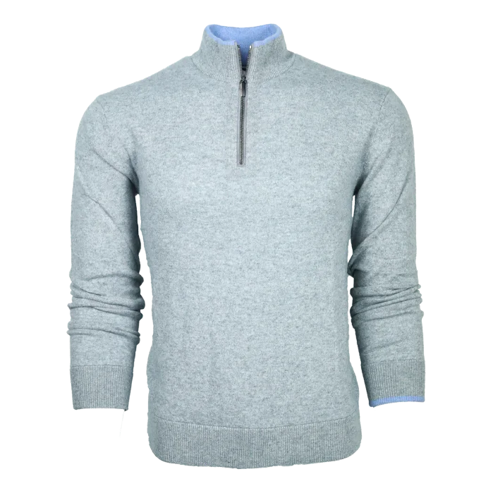 Men's soccer sweater-Sebonack Quarter-Zip Sweater (Light Grey Heather)