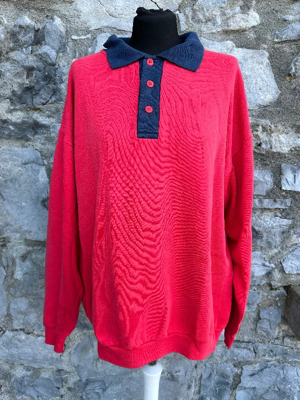 Men's cooling office wear polo shirt-90s red polo sweatshirt M-L