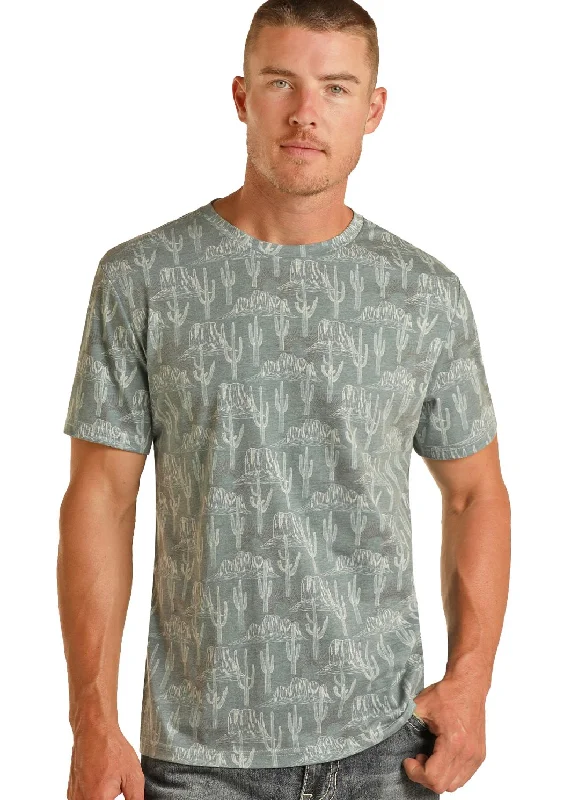 Men's weather-resistant casual t-shirt-Men's Rock & Roll Cowboy T-Shirt #BU21T03477