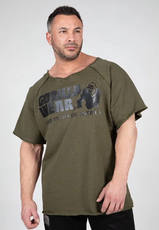 Men's premium fabric t-shirt-Classic Workout Top - Army Green