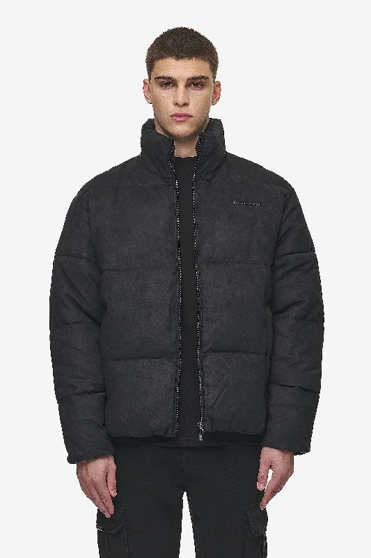 Men's breathable jacket-Sidan Velour Puffer Jacket Black