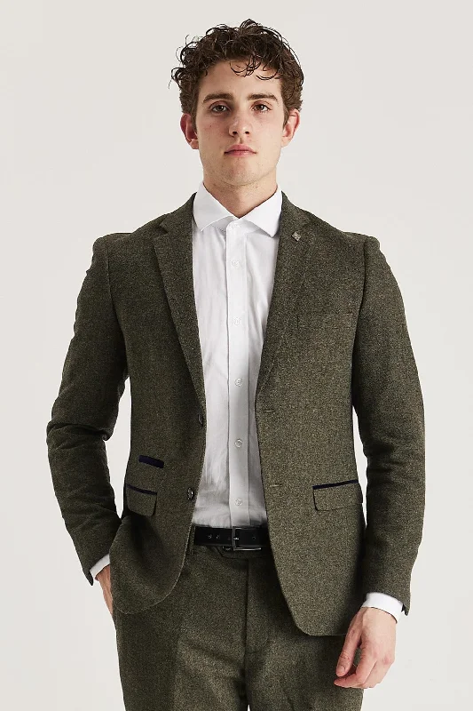 Men's pre-shrunk jacket-Oscar - Men's Green Tweed Blazer