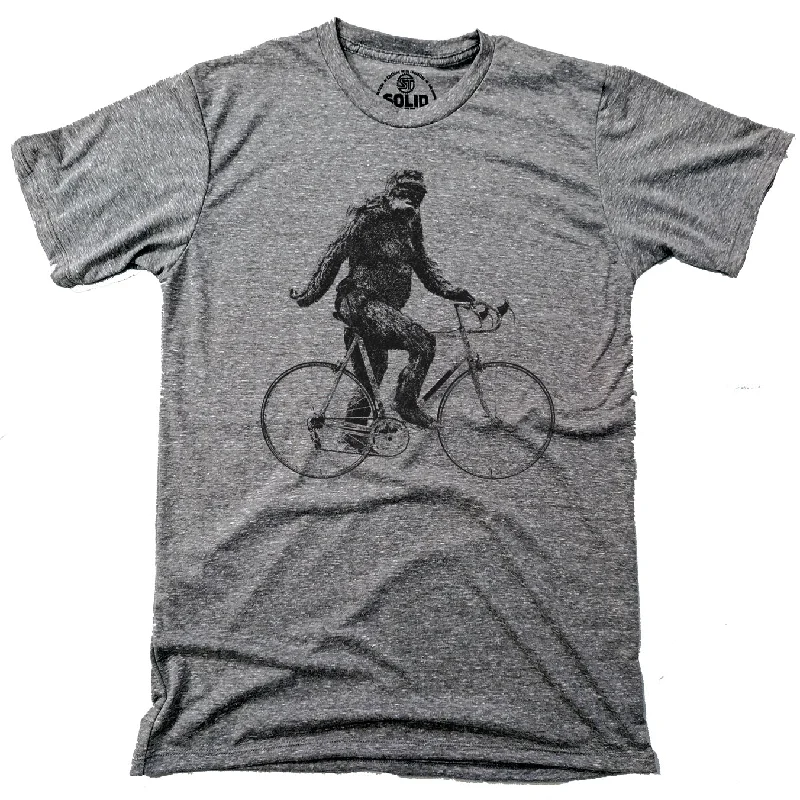 Men's modern casual t-shirt-Sasquatch Cyclist T-Shirt