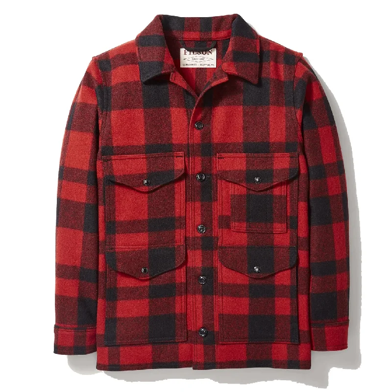 Men's wrinkle-free jacket-Filson Mackinaw Cruiser Jacket Red / Black Plaid