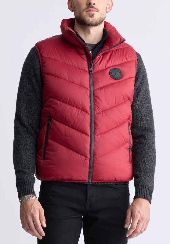 Men's weatherproof jacket-Davies Chilli Red Men's Puffer Vest - OBMEF007