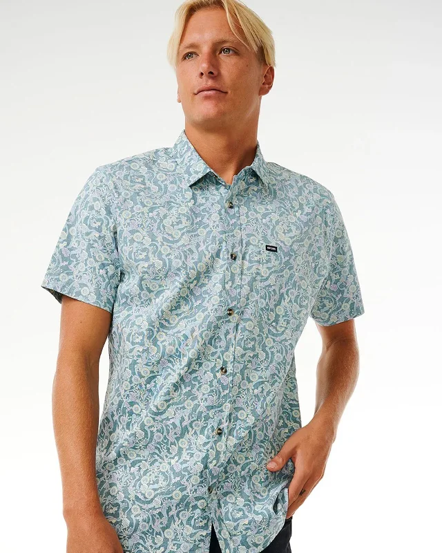 Men's pre-washed casual wear shirt-Floral Reef S/S Shirt