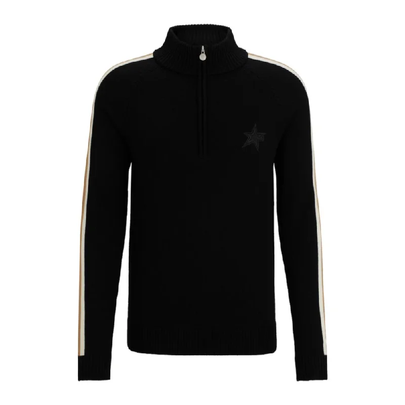 Men's performance pullover-BOSS x Perfect Moment zip-neck sweater in virgin wool