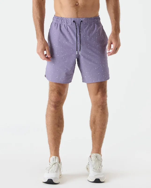 Men's cooling beach shorts-Luka HD Violet Sky White Splatter