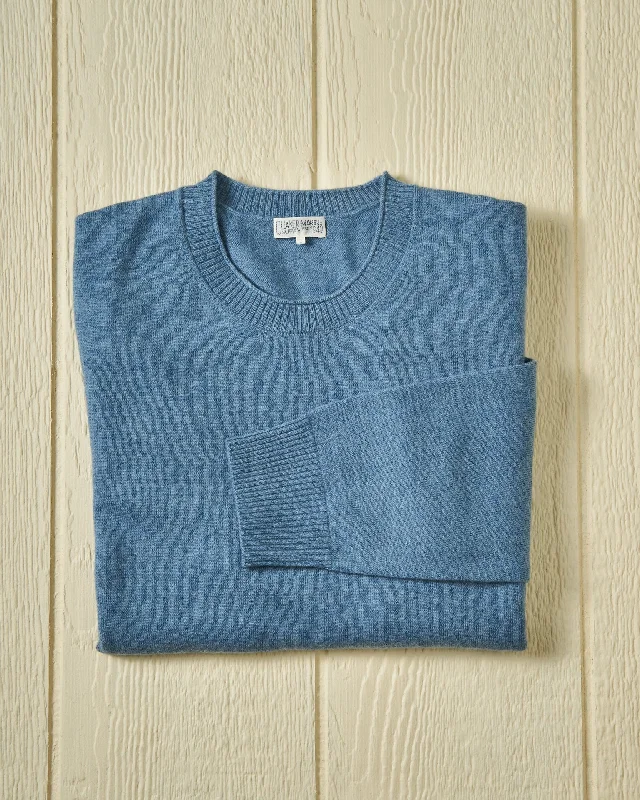 Men's baseball sweater-Merino Roll Neck Sweater in Atlantic Blue