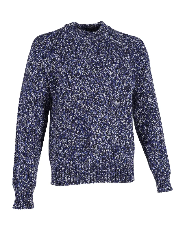 Men's winter knitwear-Mr. P Knitted Sweater in Blue Merino Wool