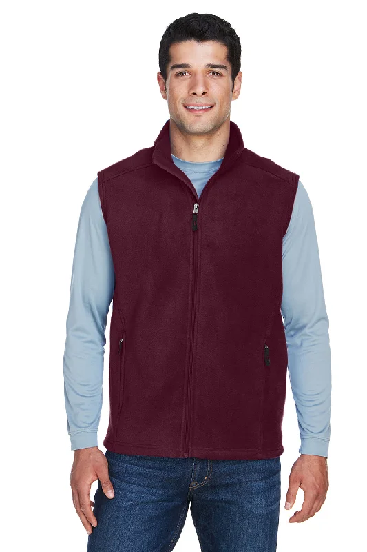 Core 365 Mens Journey Pill Resistant Fleece Full Zip Vest - Burgundy