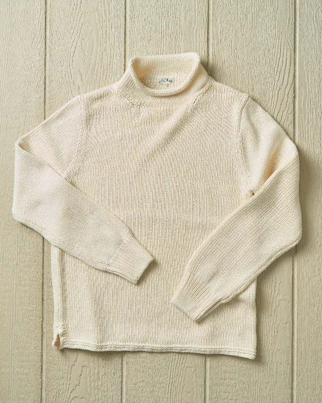 Men's hemp sweater-Fisherman's Sweater in Egret