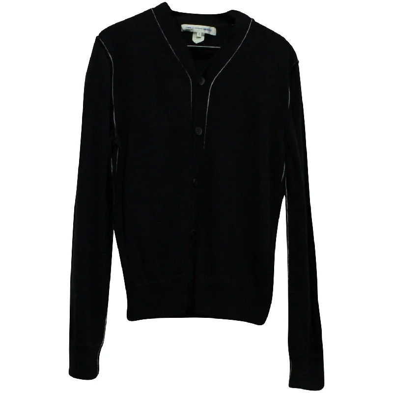 Men's sleep knit-Comme Des Garcons Button Up Cardigan in Navy Blue Acrylic