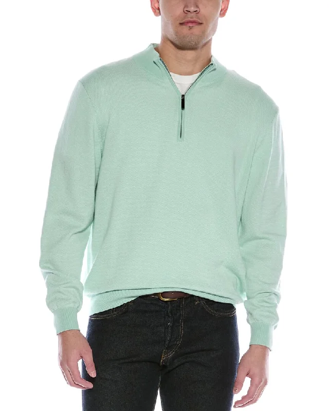 Men's hemp sweater-Alashan Birdseye Cashmere-Blend 1/4-Zip Mock Sweater