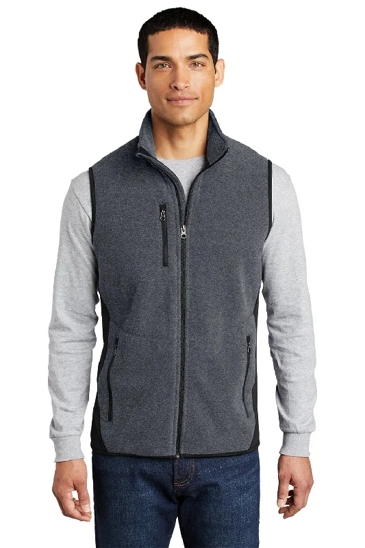 Port Authority Mens R-Tek Pro Pill Resistant Fleece Full Zip Vest - Heather Charcoal Grey/Black