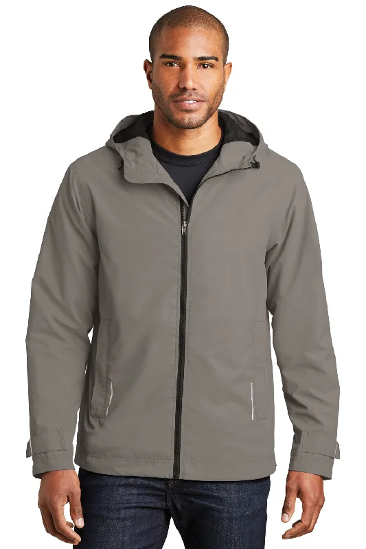 Men's comfortable jacket-Port Authority Mens Northwest Slicker Waterproof Full Zip Hooded Jacket - Northern Grey