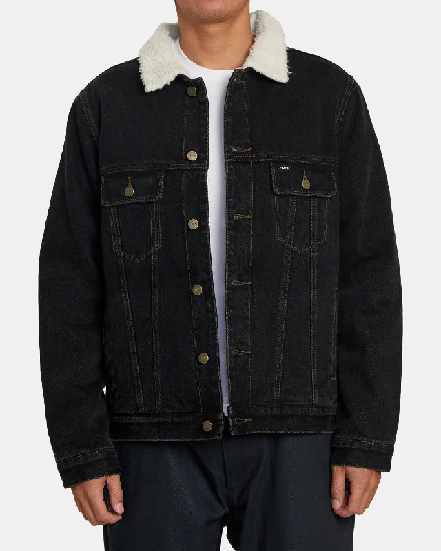 Men's fashion-forward jacket-Waylon Denim Trucker Jacket - Vintage Black