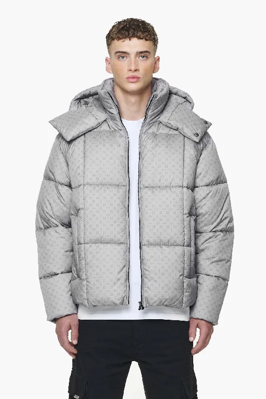 Men's summer jacket-Gallan Cropped Monogram Puffer Jacket Rock Grey