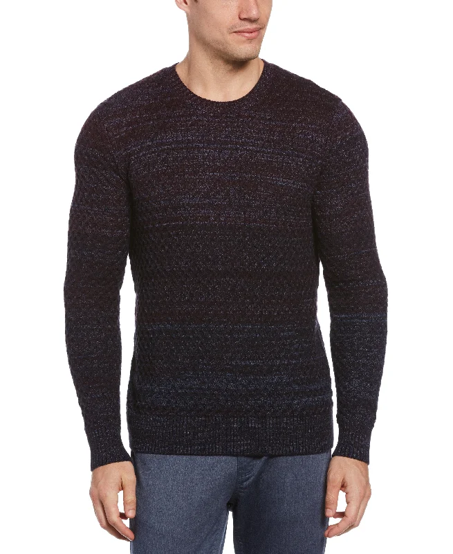 Men's comfortable sweater-Space Dyed Ombre Print Crew Neck Sweater