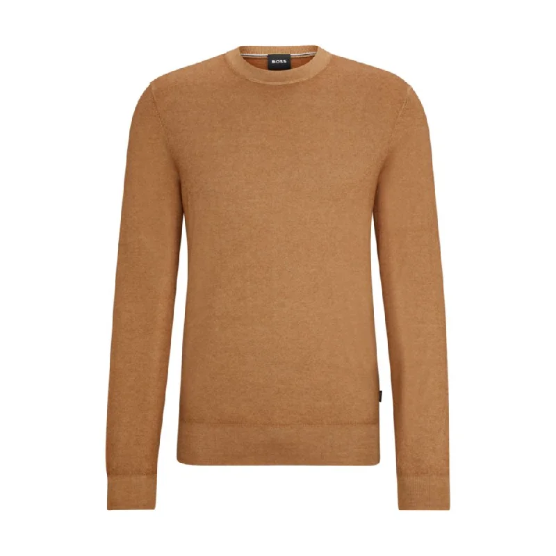 Men's fall sweater-Regular-fit sweater in 100% cashmere with ribbed cuffs