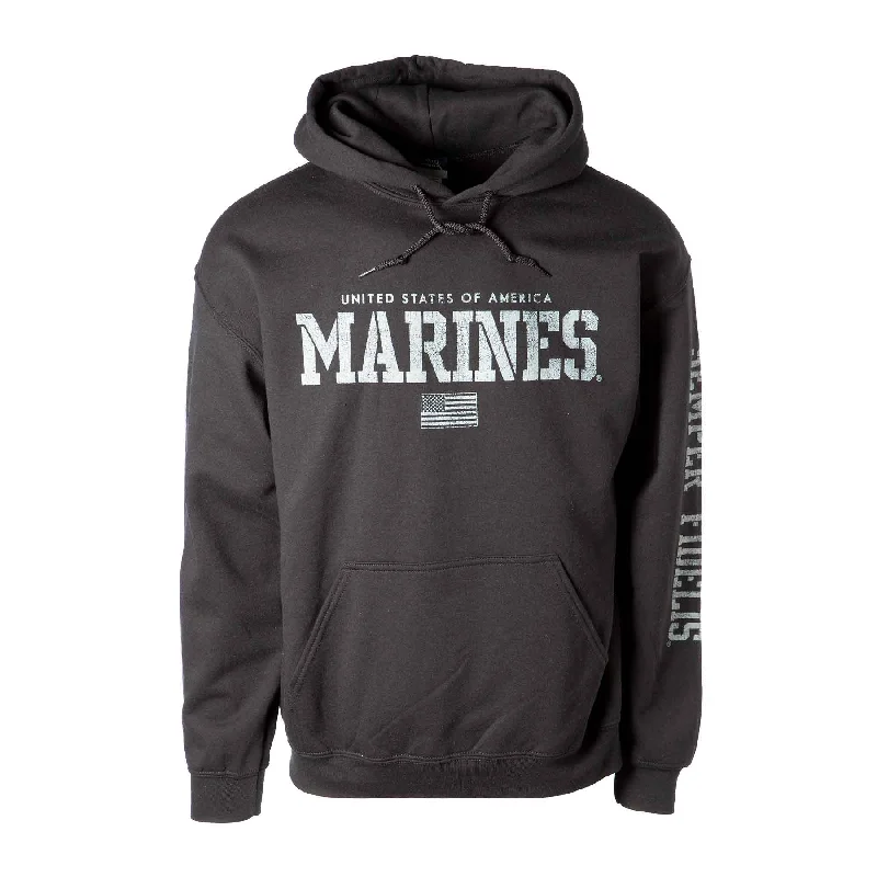 Men's quick-dry athletic hoodie-Semper Fidelis Flag Hoodie