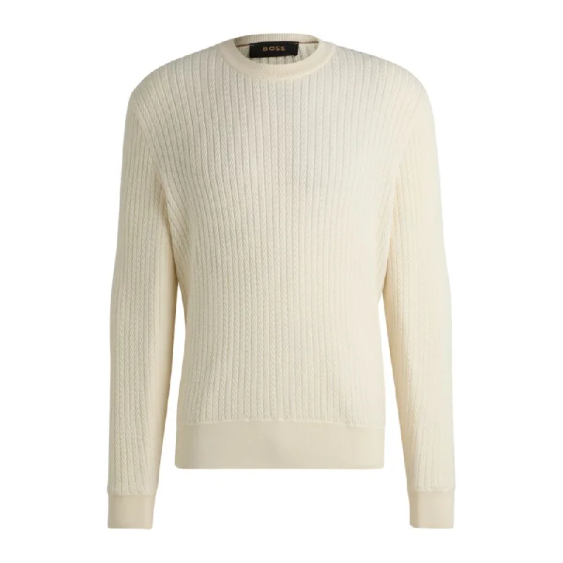 Men's retro sweater-Wool-blend knitted sweater with herringbone structure