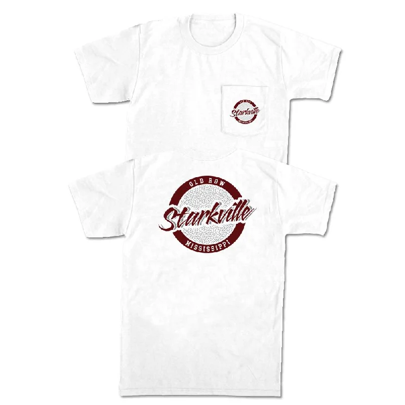 Men's bold logo t-shirt-Starkville, Mississippi Circle Logo Pocket Tee